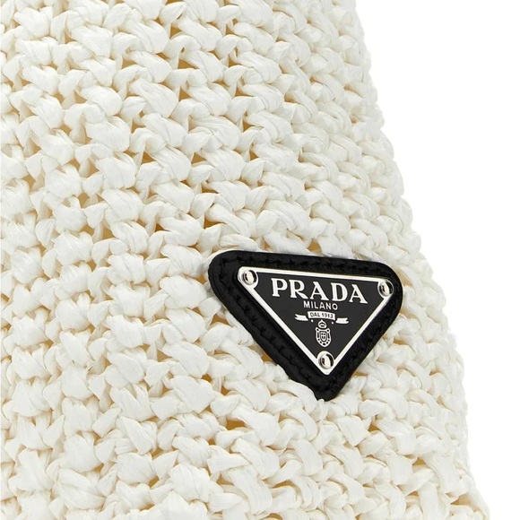 New Prada Logo Small Raffia Tote - Picture 4 of 4